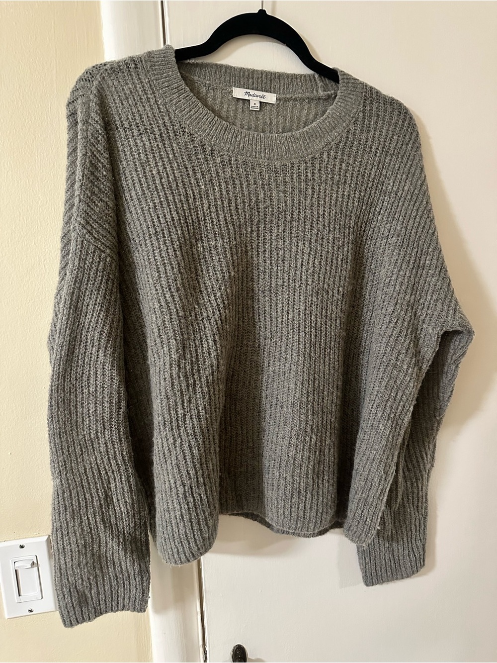 Madewell Gray Ribbed Crewneck Sweater
